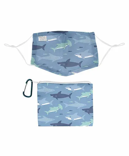 Stephen Joseph Mask with Pouch Shark Print - Blue