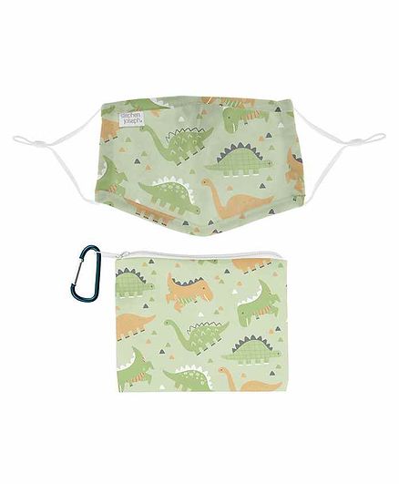Stephen Joseph Mask with Pouch Dino Print - Green