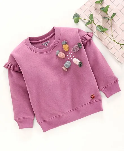 Stupid Cupid Applique Detail Full Sleeves Sweatshirt - Purple