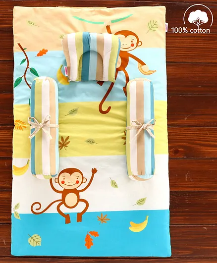 Babyhug 100% Cotton Bedding Set Monkey Theme - Multicolor