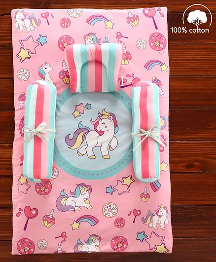 Babyhug 100% Cotton Bedding Set Unicorn Theme - Multicolor