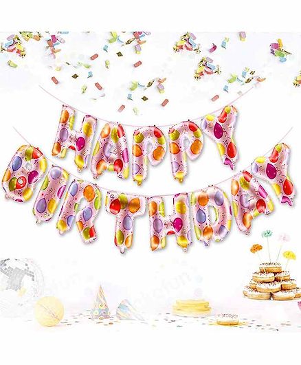 Amfin Happy Birthday Foil Balloon Banner Pink - Length 122 cm