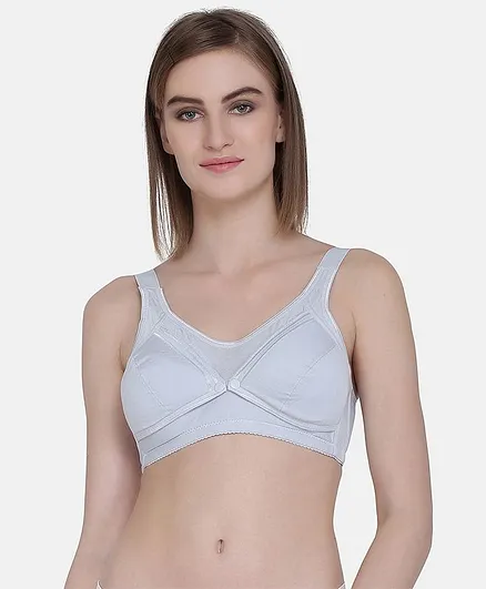 MAMMA PRESTO Front Open Wire Free Maternity Bra - Light Grey