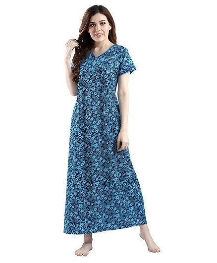 Piu Women's Half Sleeves Floral Print Maternity Wear - Blue
