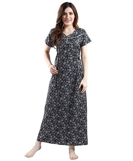 Piu Women's Half Sleeves Floral Print Maternity Wear - Black