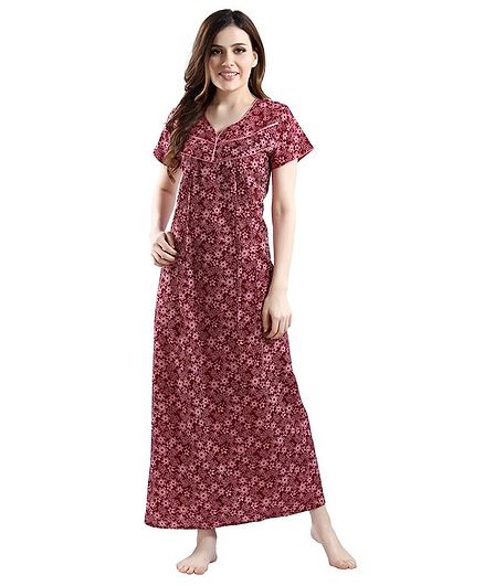 Piu Women's Half Sleeves Floral Print Maternity Wear - Maroon