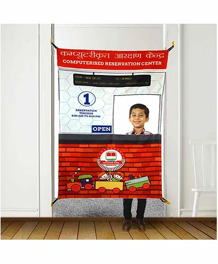 A&A Kreative Box Railway Station Ticket Counter Pretend Play Curtain - Red