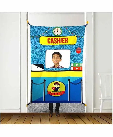 A&A Kreative Box Banking At Home Pretend Play Curtain - Blue