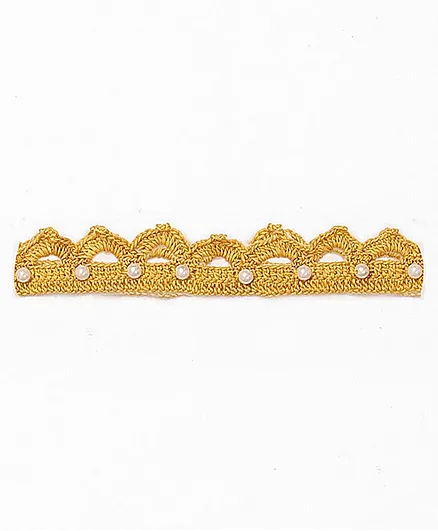 USHA ENTERPRISES Baby Crown With White Pearls - Yellow