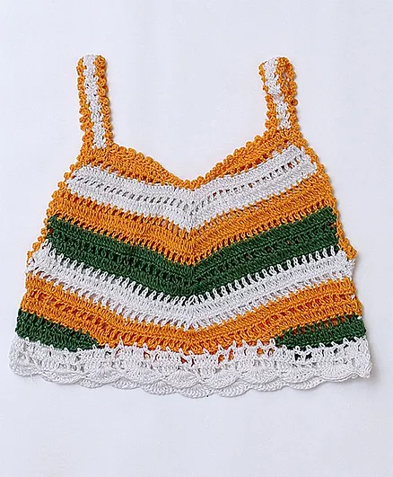 USHA ENTERPRISES Sleeveless Contrast Striped Top - Multi Color