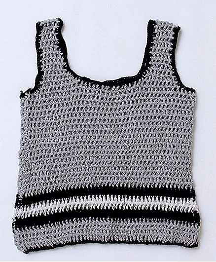 USHA ENTERPRISES Sleeveless Striped Hem Top - Grey