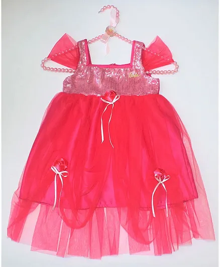 Barbie by Many Frocks & Sleeveless Sequin Embellished Princess Dress - Pink