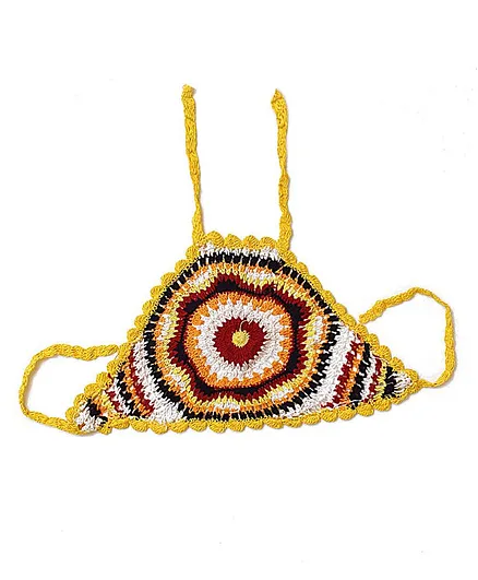 USHA ENTERPRISES Sleeveless Spiral Work Top - Yellow