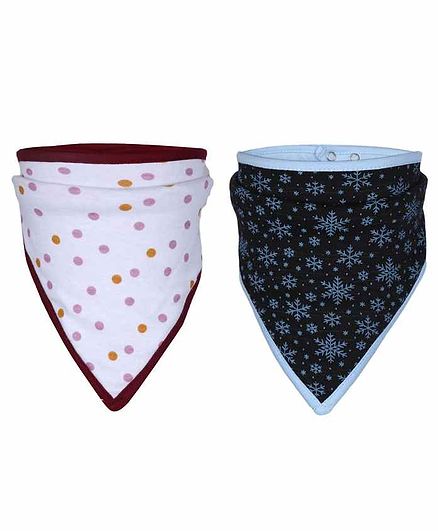Grandma's Bandana Bib Polka Dot & Floral Print Pack Of 2 - Navy White