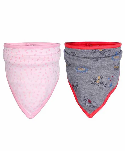 Grandma's Bandana Printed Bibs Pack of 2 - Pink Grey