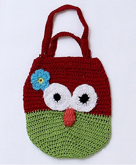 USHA ENTERPRISES Owl Design Baby Shoulder Bag - Maroon & Green