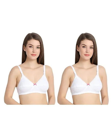 FABURA Pack Of 2 Solid Colour Maternity Bra - White