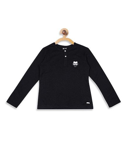 Blue Giraffe Solid Full Sleeves Tee - Black