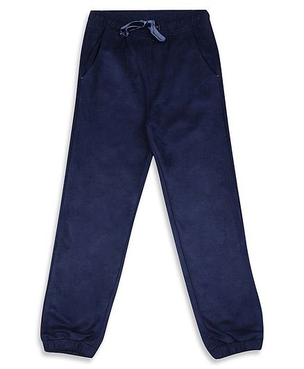 Blue Giraffe Solid Full Length Joggers - Navy Blue