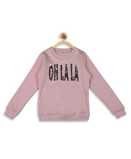 Elle Kids Dots Print Full Sleeves Sweatshirt - Purple