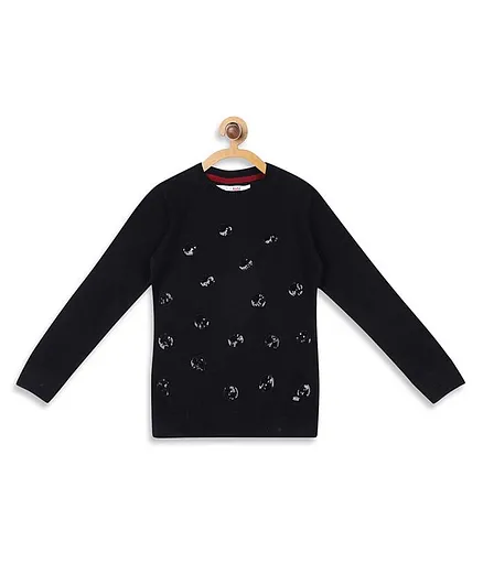 Elle Kids Full Sleeves Circle Pattern Sweater - Black