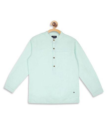 Blue Giraffe Solid Colour Full Sleeves Shirt - Light Green