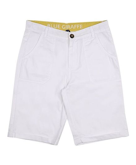 Blue Giraffe Solid Colour Shorts - White