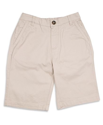 Blue Giraffe Solid Shorts - Beige