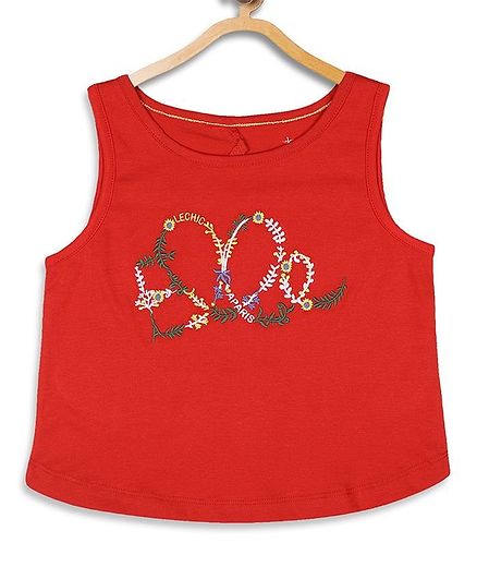 Elle Kids Sleeveless Flower Print Tee - Red