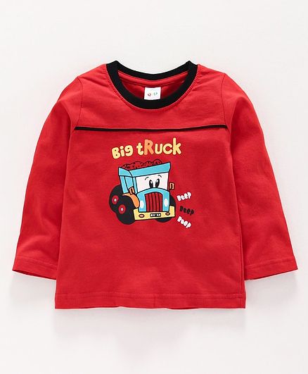 Tango Full Sleeves Tee Vehicle Print - Red