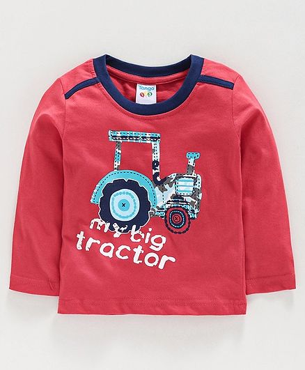 Tango Full Sleeves T-Shirt Tractor Print - Red