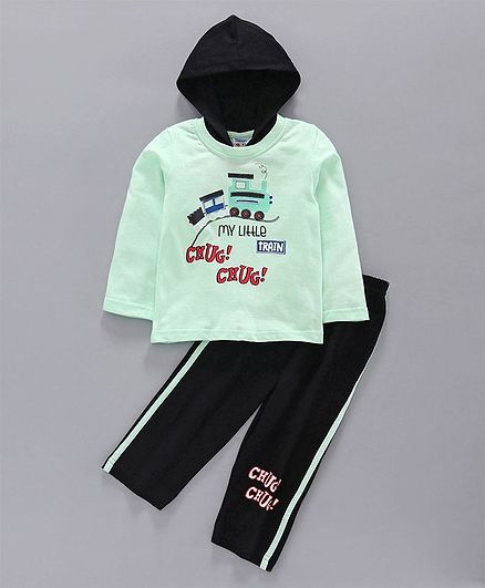 Tango Full Sleeves Tee & Lounge Pant Train Engine Print - Blue Black