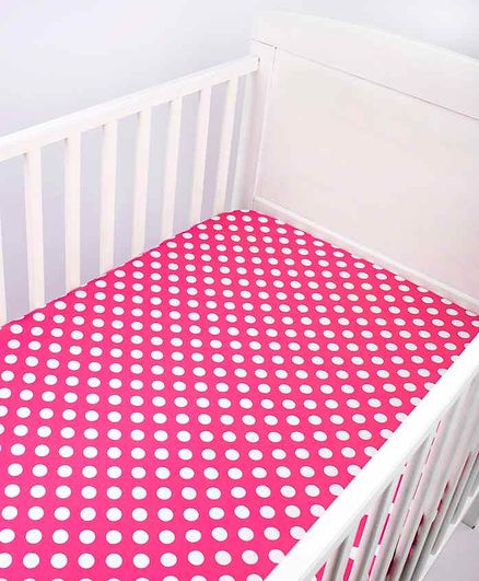 Blooming Buds Polka Dots Cotton Fitted Crib Sheet - Pink