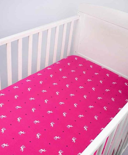 Blooming Buds Flannel Fitted Crib Sheet Reindeer Print - Pink