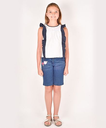 One Friday Sleeveless Colour Block Pattern Top - White