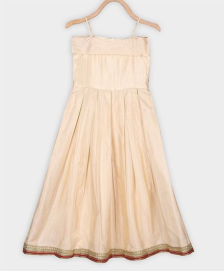 Rianna Sleeveless Gotta Patti Lace Work Fit & Flared Gown - Off White