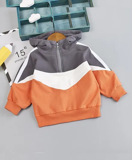 Kookie Kids Full Sleeves Hooded Sweatshirt - Orange