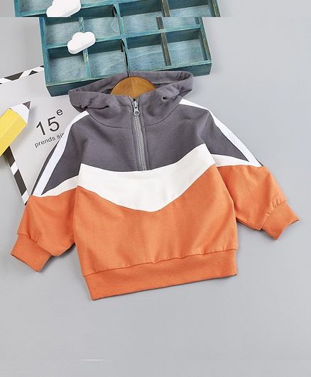 Kookie Kids Full Sleeves Hooded Sweatshirt - Orange