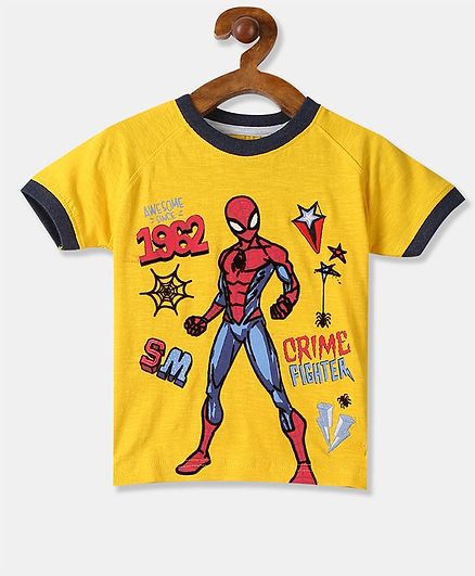 Colt Half Sleeves Spider Man Print Tee - Yellow