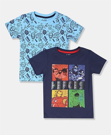 Colt Crew Neck Avengers Print Half Sleeves Pack Of Two T-Shirts - Blue
