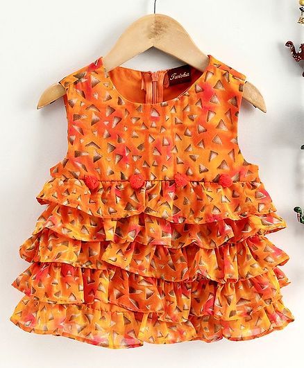 Twisha Sleeveless Printed Layered Top - Yellow