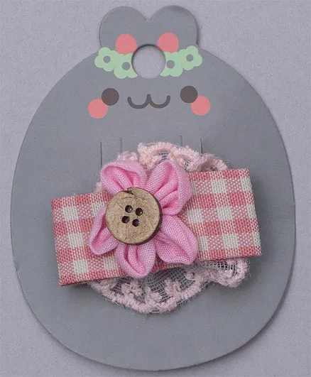 TMW Kids Checked Flower Design Hair Clip - Pink
