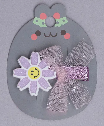 TMW Kids Smile Face Daisy Design Hair Clip - Purple