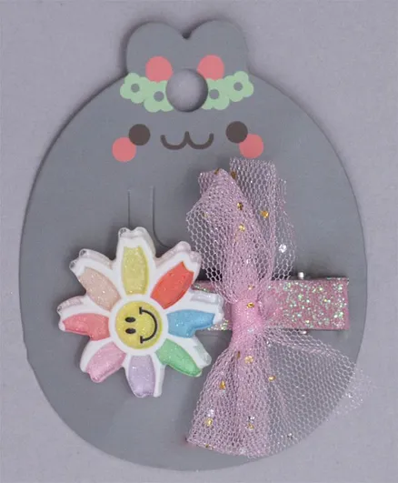 TMW Kids Smile Face Daisy Design Hair Clip - Green