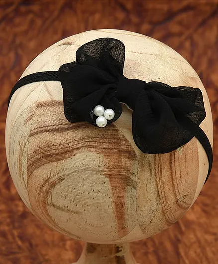 Funkrafts Bow With Pearl Detailing Headband - Black