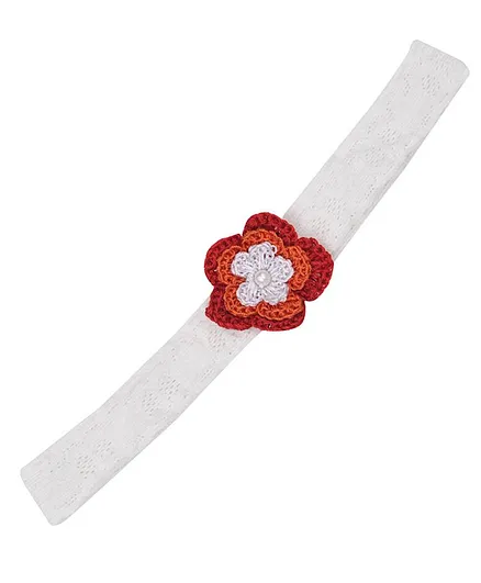 Funkrafts Crochet Flower Headband - Red & White