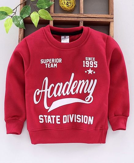 Smarty Full Sleeves Tee Academy Print - Red