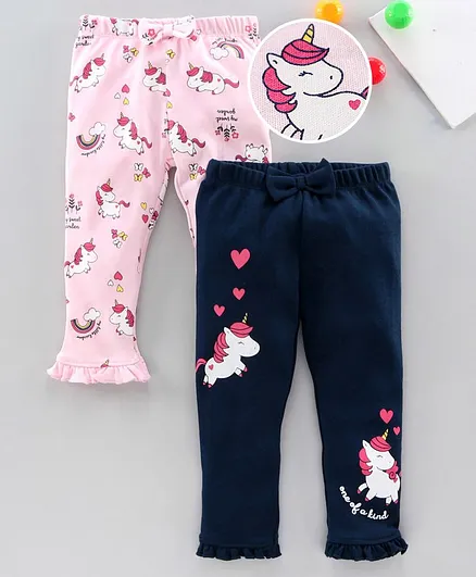 Babyoye Full Length Legging Unicorn Print Pack of 2 - Blue Pink