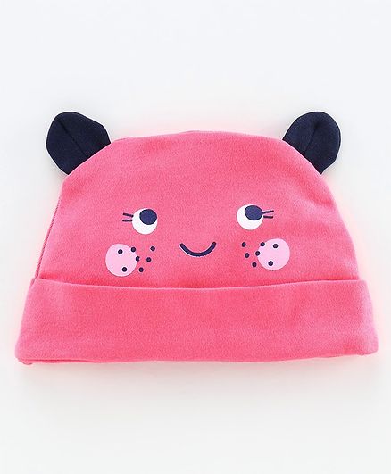 Babyoye Cotton Cap with 3D Ears Pink - Diameter 11.5 cm