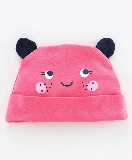 Babyoye Cotton Cap with 3D Ears Pink - Diameter 11.5 cm